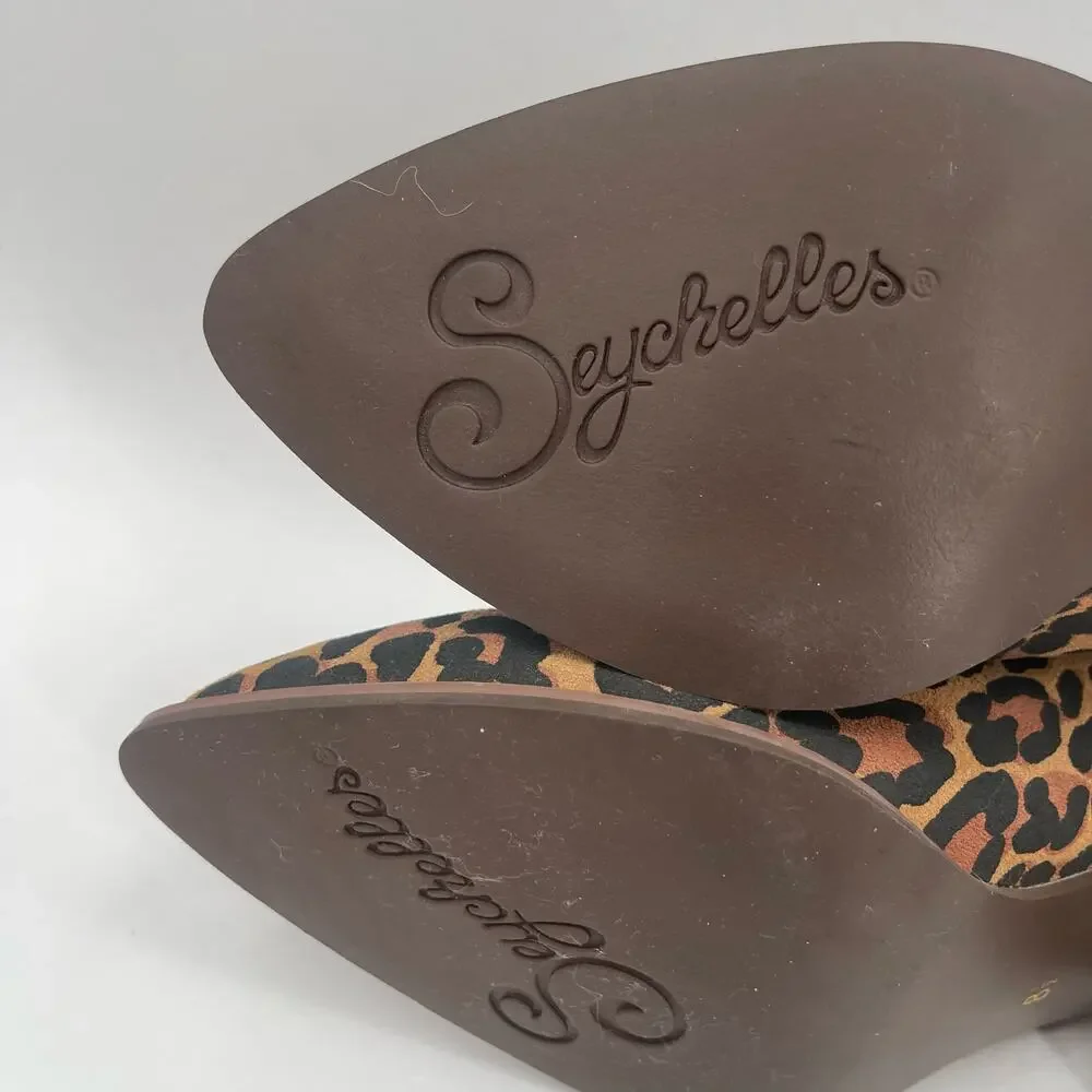 SEYCHELLES Boots Size 8.5 Booties Animal Print Zipper Chunky Block Heel Leather